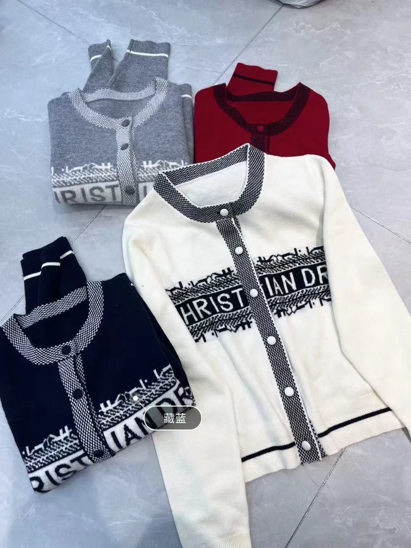 QL-羊毛开衫长袖时尚休闲百搭女士气质洋气圆领春秋