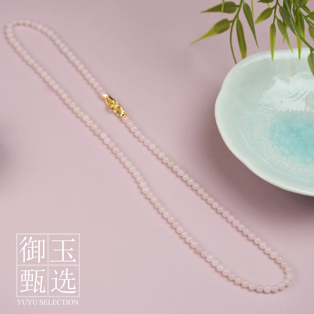 【素语】和田玉藕粉素圈珠链设计款5mm