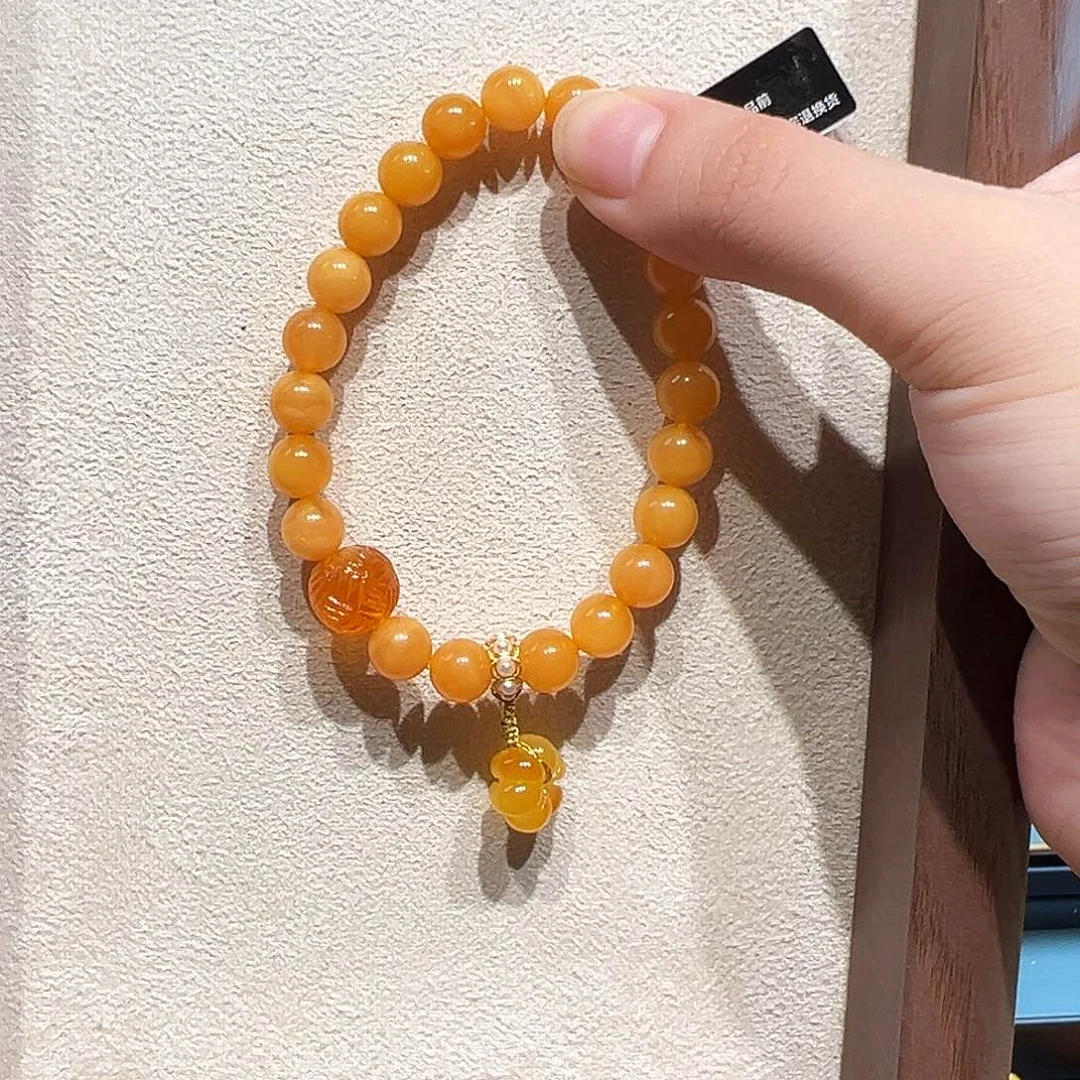 手链琥珀未镶嵌8mm蜜蜡手串