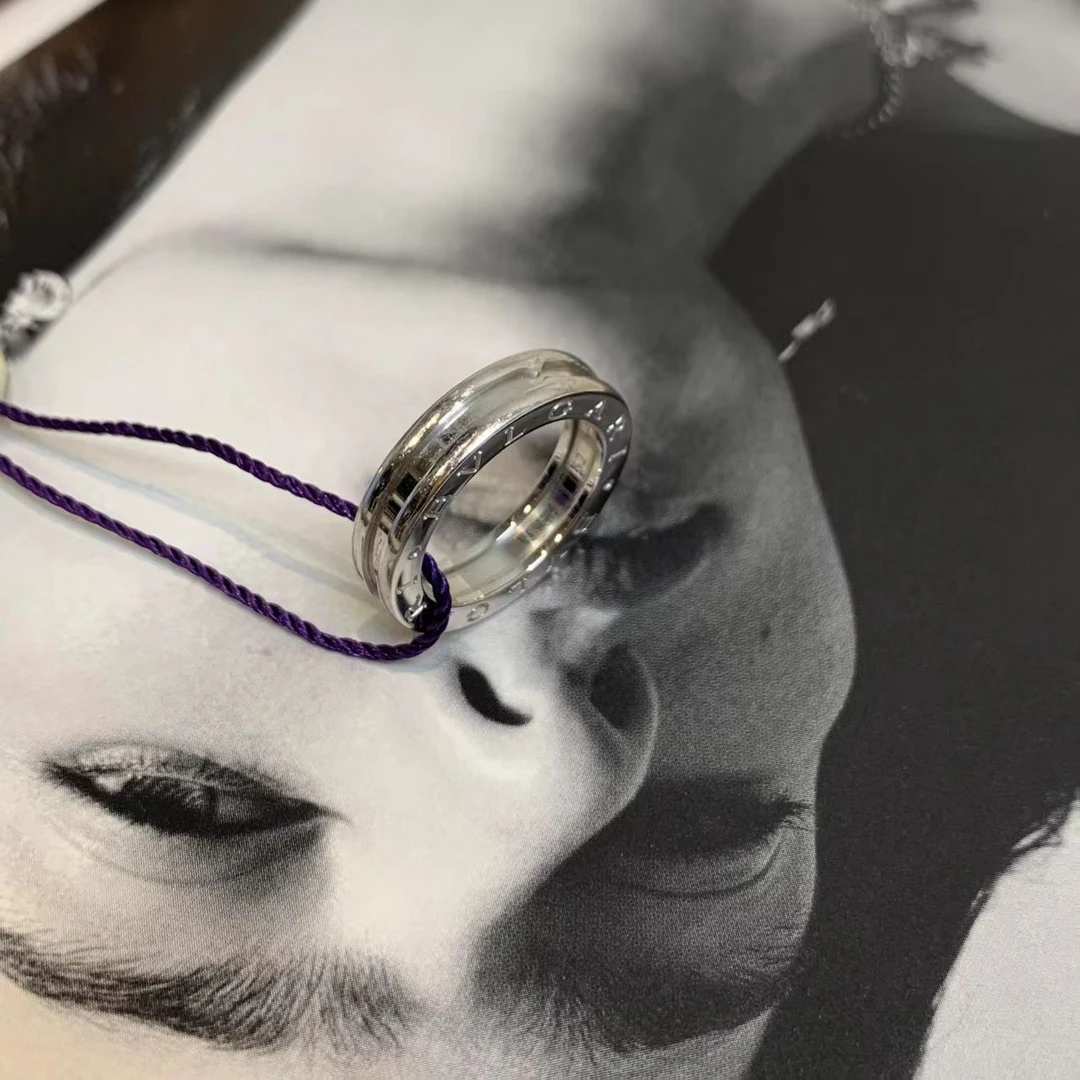 99新 BVLGARI/宝格丽 壹臻/白金单环弹簧戒指52 16815466