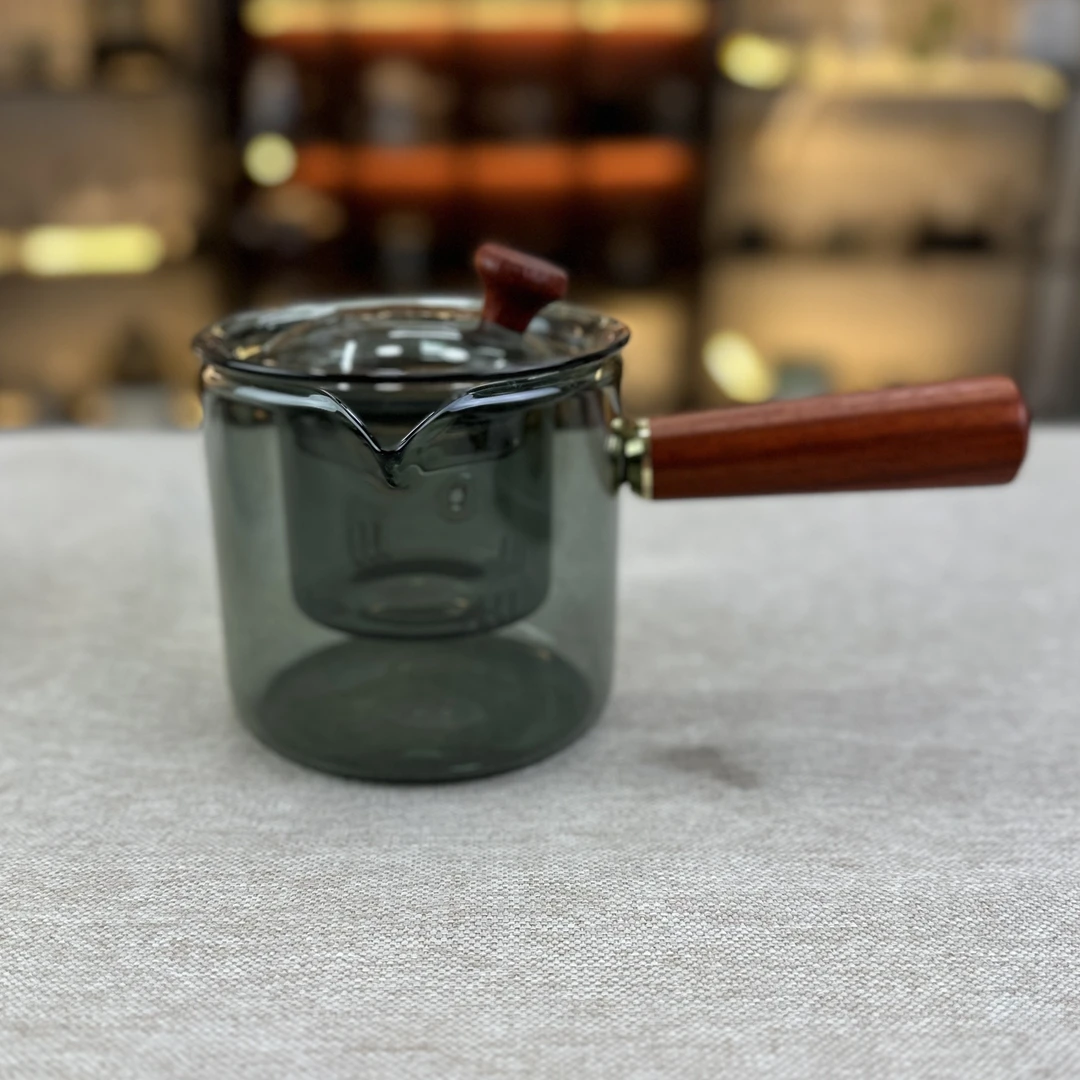 500毫升烟灰泡茶壶高级侧把壶可明火电陶炉新款实木