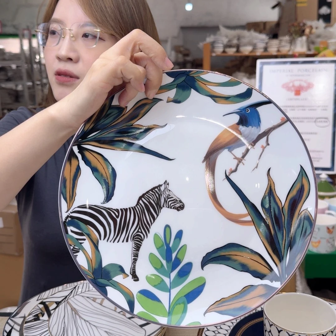 瓷高骨10.5英寸平盘27cm2个外贸骨瓷