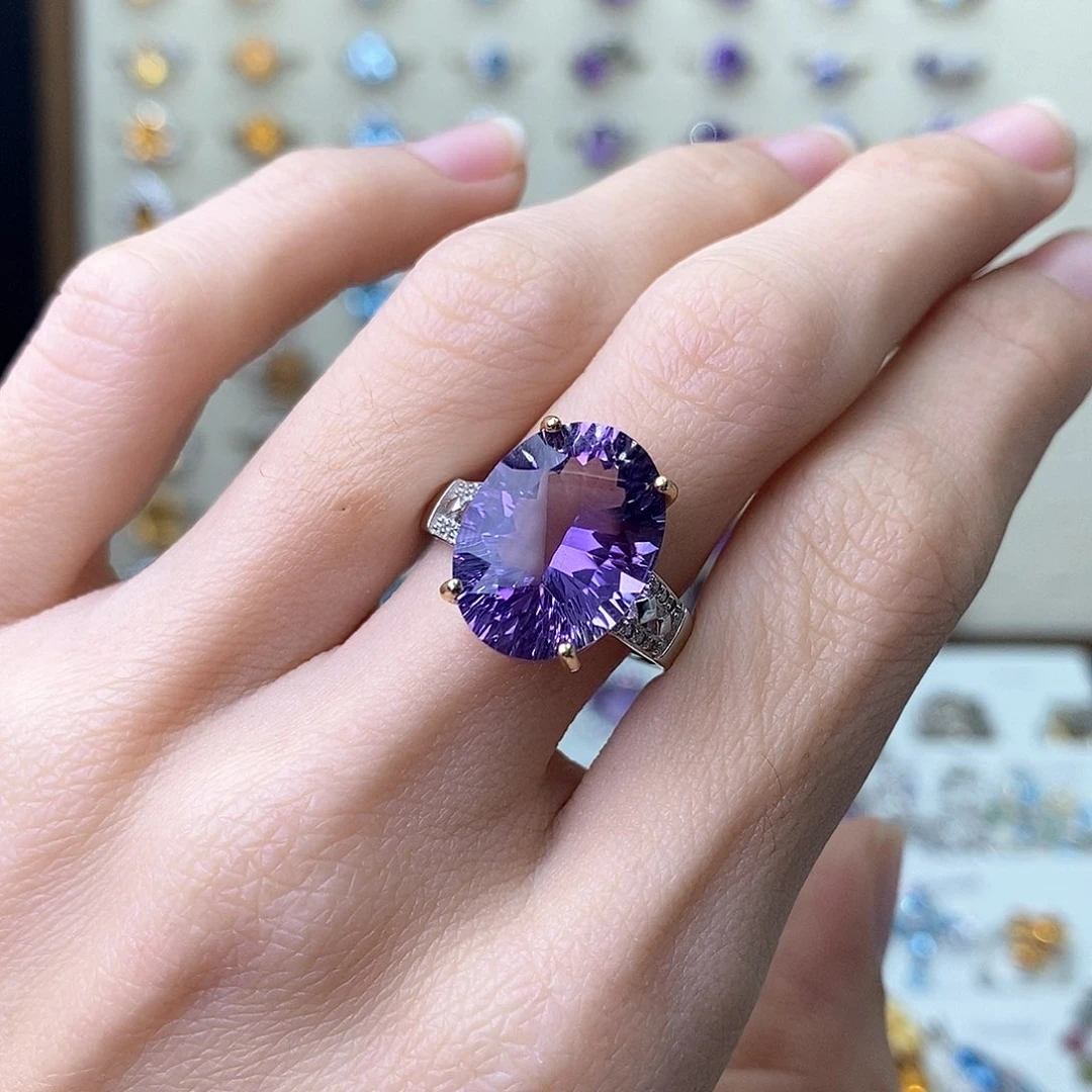 紫晶戒指银S925镶嵌（一物一证）