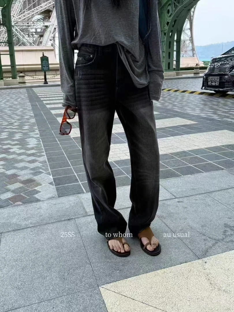 米古古 TO WHOM # 30007#福 韩系百搭气质裤子