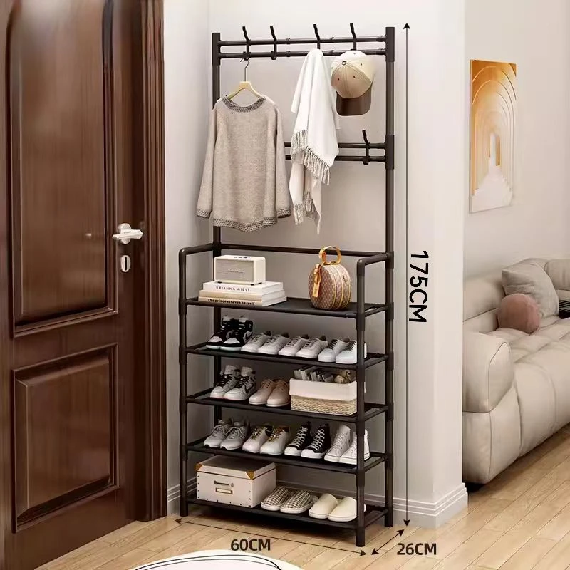 【多层鞋帽一体架】简易衣帽架落地立式多层鞋架子门厅挂衣架换鞋架