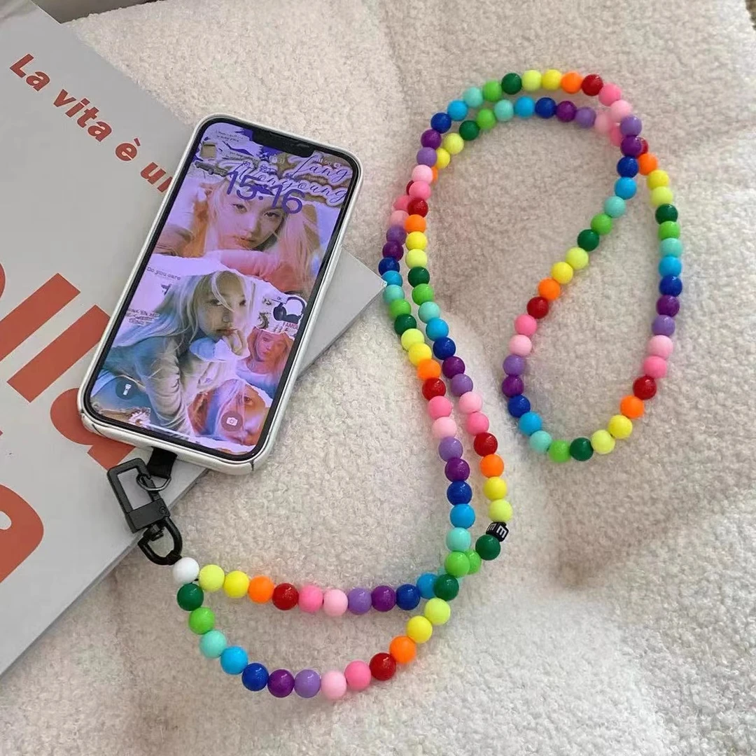 17-手机链彩色串珠斜跨手机