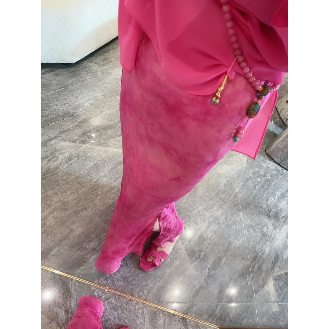 独宠【画与梦境】时尚醋酸休闲宽松百搭显瘦休闲女装长款修身半身裙