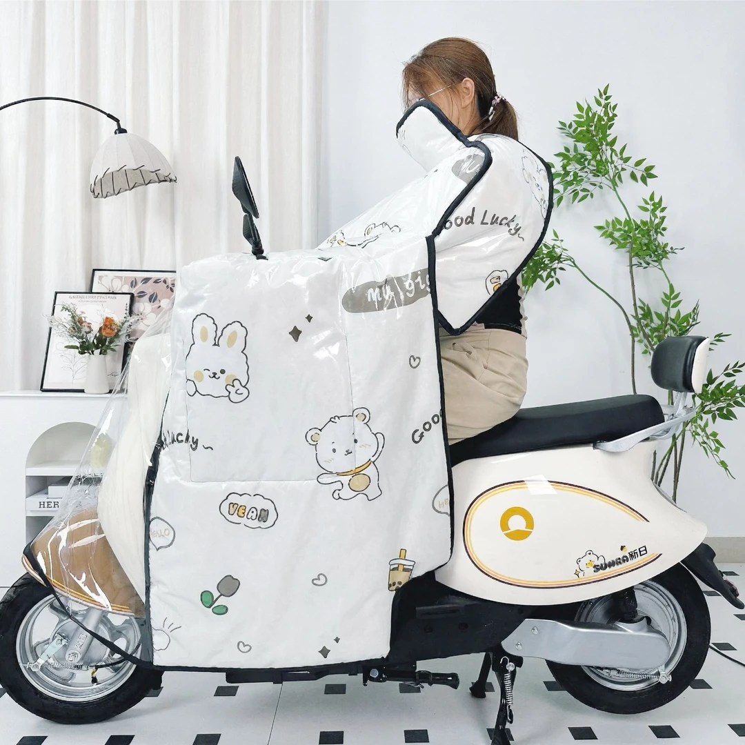 【升级2.0钢化膜防爆雨】电动车挡风被加绒加厚防水护脖冬季