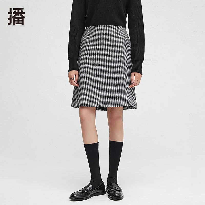 播秋冬A字型下摆百搭格子时尚格纹显瘦半身裙DDR4BD5101