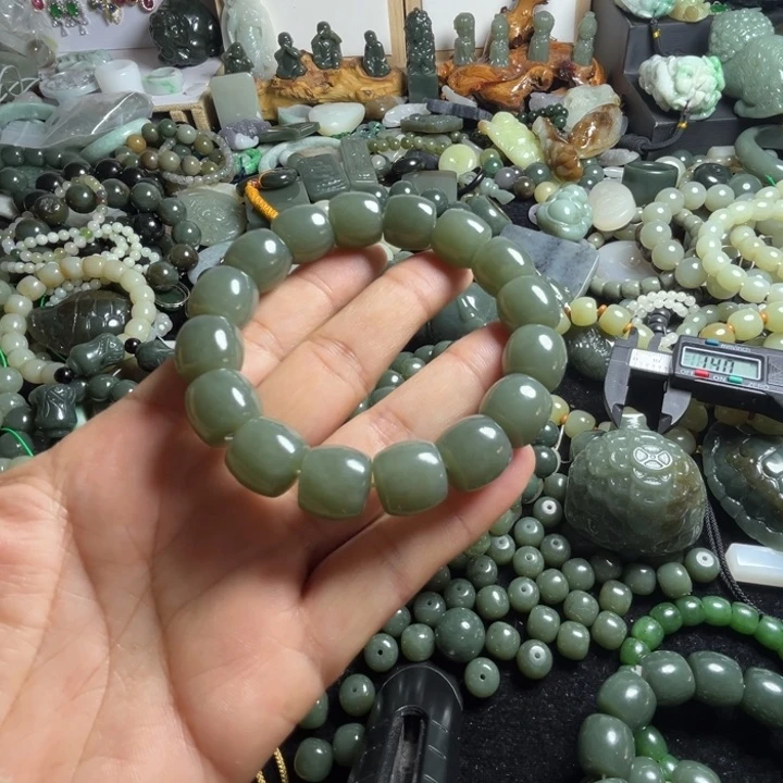 和田玉手串未镶嵌飞*14