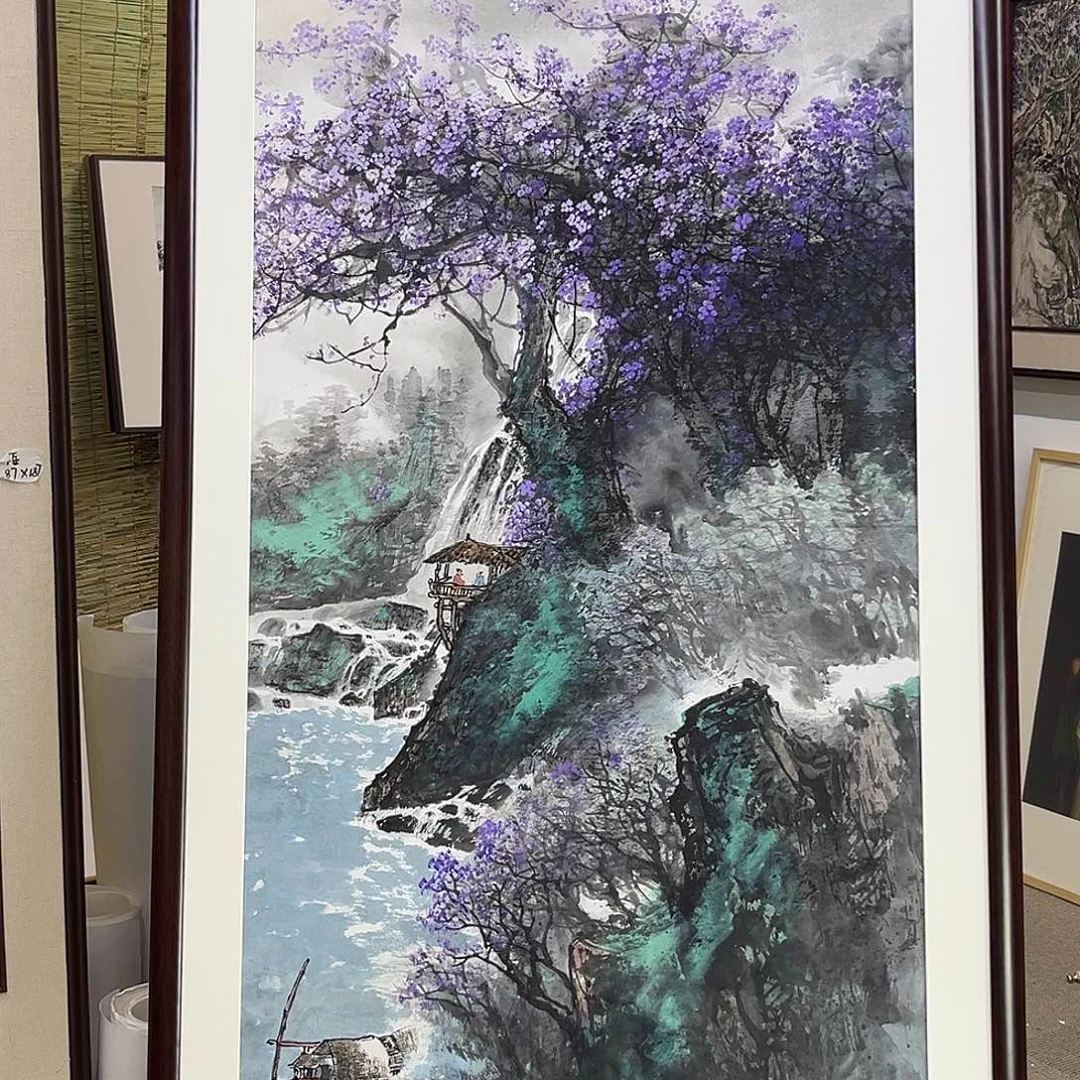 国画手绘国画，精品重彩山水