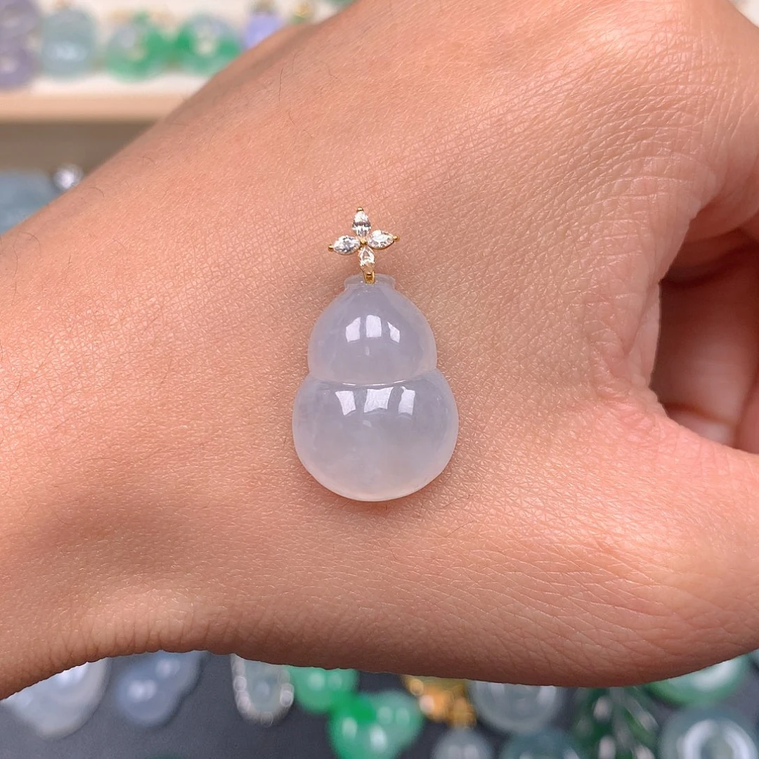 吊坠(不含链)18K金镶嵌翡翠