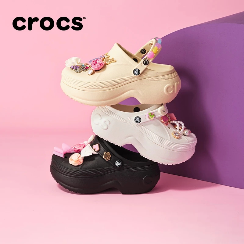 CROCS/卡骆驰【贝拉-3颗鞋花套装】女鞋休闲增高鞋洞洞鞋|210062