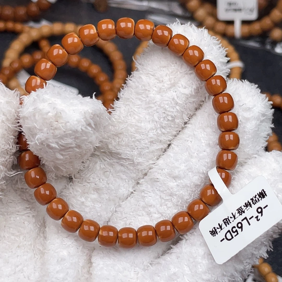 橄榄核手串老挝核尖单圈6.5尺寸微白