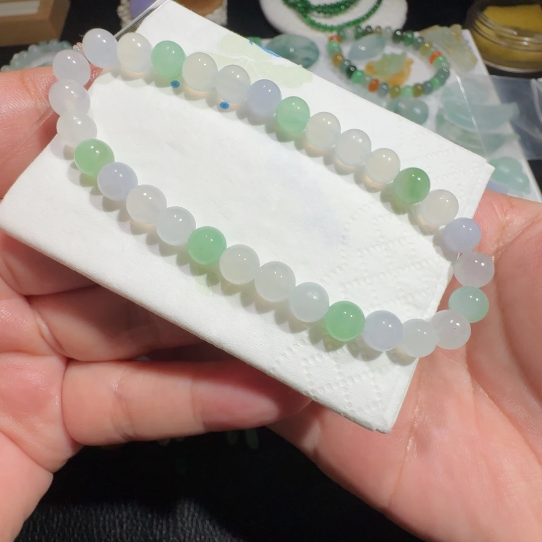 定制翡翠未镶嵌冰种彩色珠珠