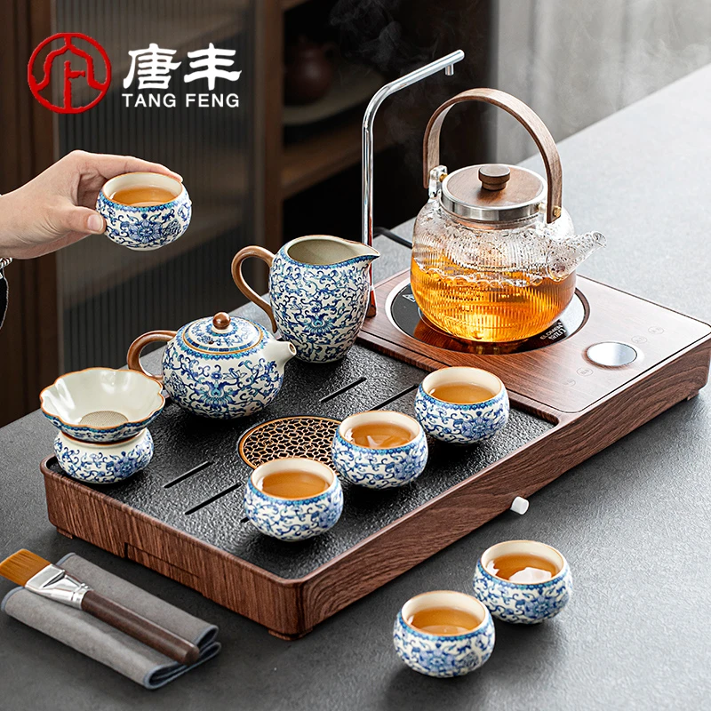唐丰2025新款青花汝窑茶具茶台家用办公高档全自动烧水壶一体创意
