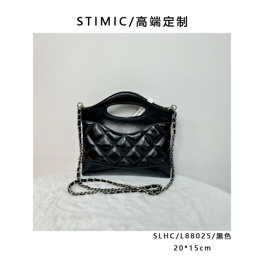 SLHC/L88025/黑色高端订制手工蜡线女士时尚单肩轻奢斜挎包8025