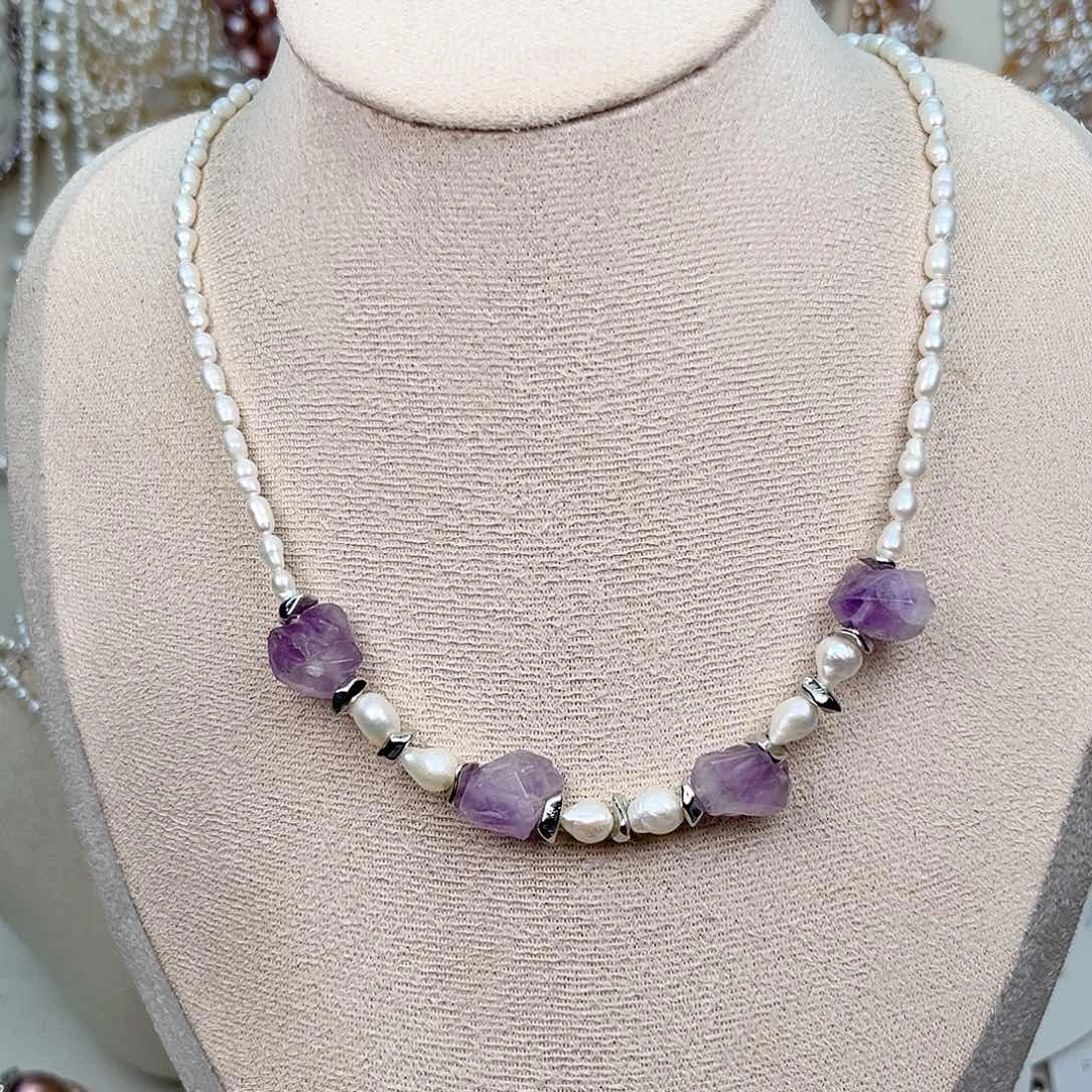 淡水珍珠银S925镶嵌颈饰