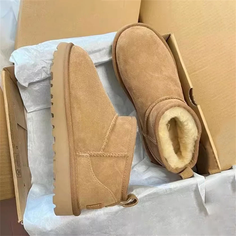 秋冬季皮毛一体雪地靴男女2024新款加绒加厚东北防水防滑保暖棉靴