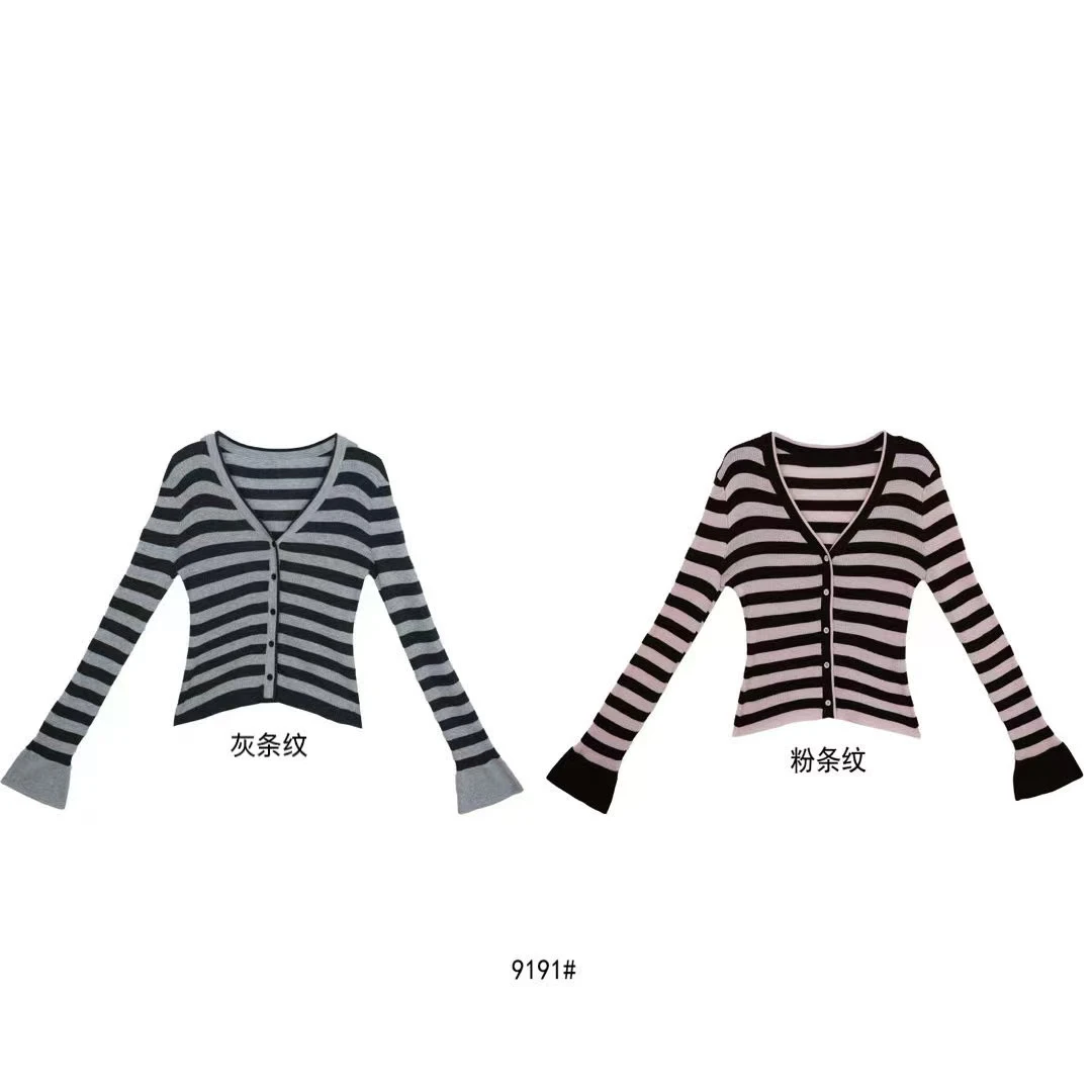 米满满-BSG（#9191）短款修身条纹上衣