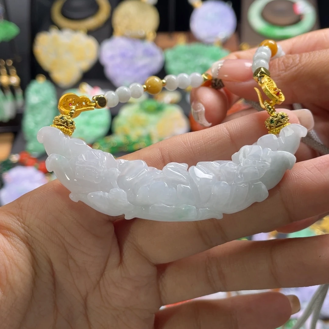 翡翠未镶嵌颈饰代编织