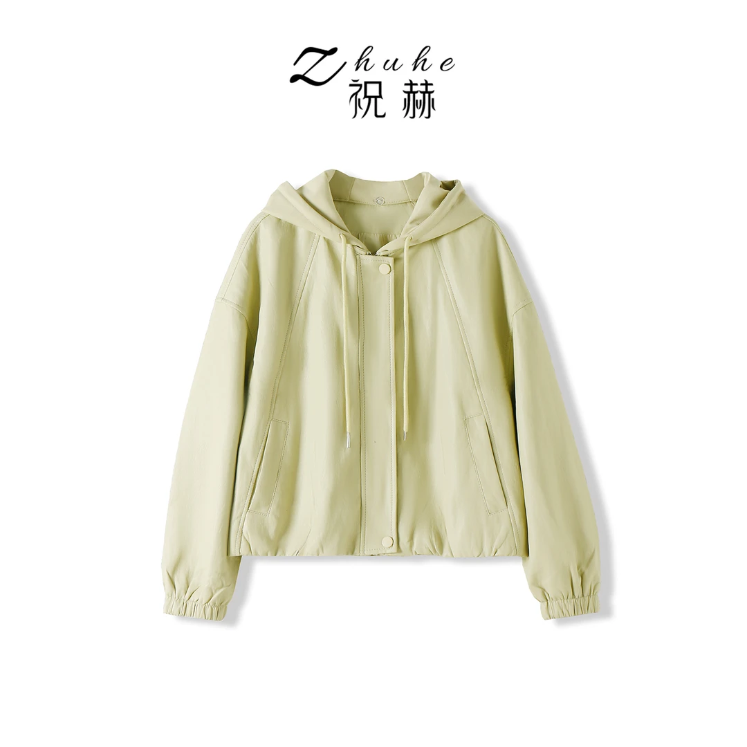 【文君教穿搭】春季新款连帽风衣外套休闲百搭皮夹克上衣5CS2210