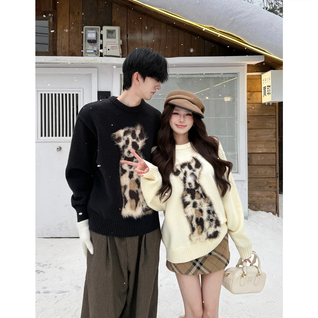 情侣装秋冬2025新款ins超火毛衣男女韩版宽松法式针织衫外套潮牌