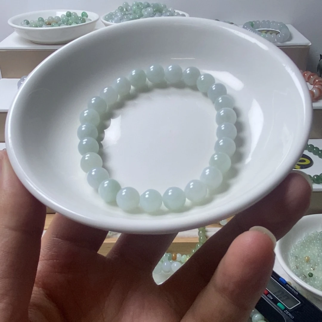 翡翠未镶嵌手链缅甸翡翠圆珠卡7