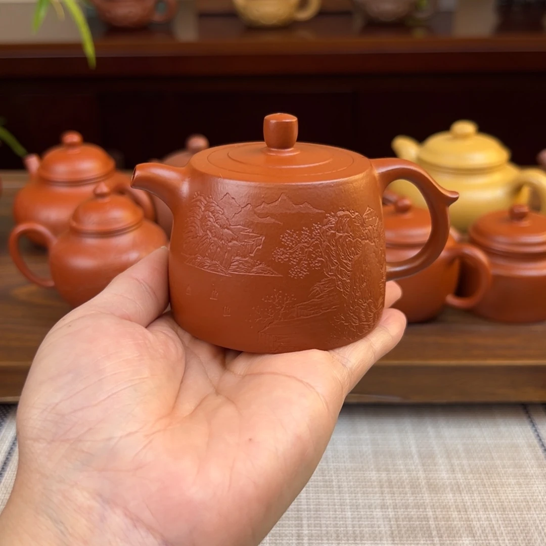 紫砂茶壶朱泥井栏全手140cc