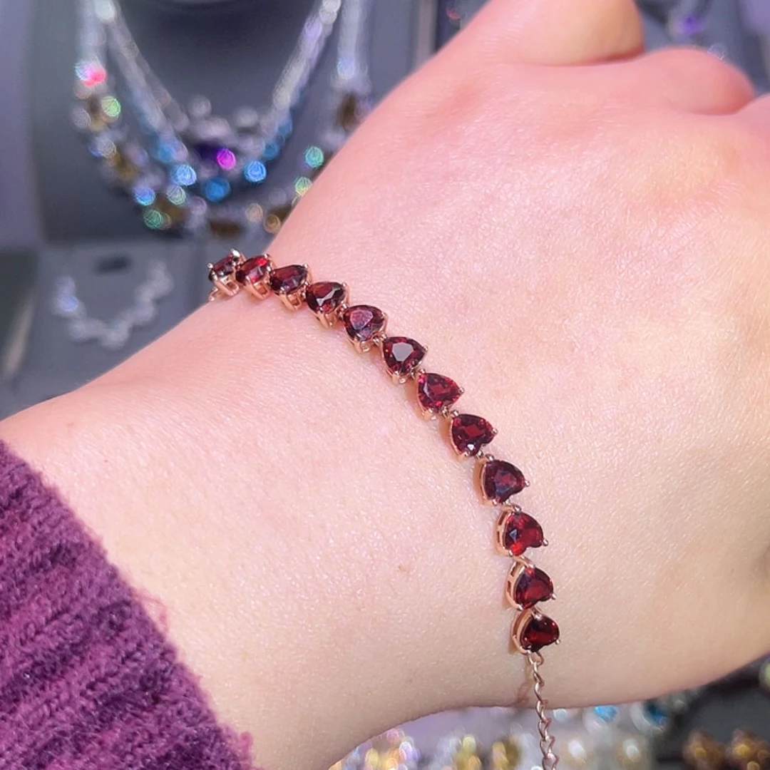 【闪购商品】石榴石手链银S925镶嵌