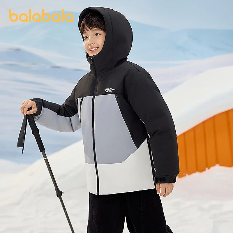 【balaOne】巴拉巴拉童装冬季羽绒服男童女童中大童加厚保暖连帽外