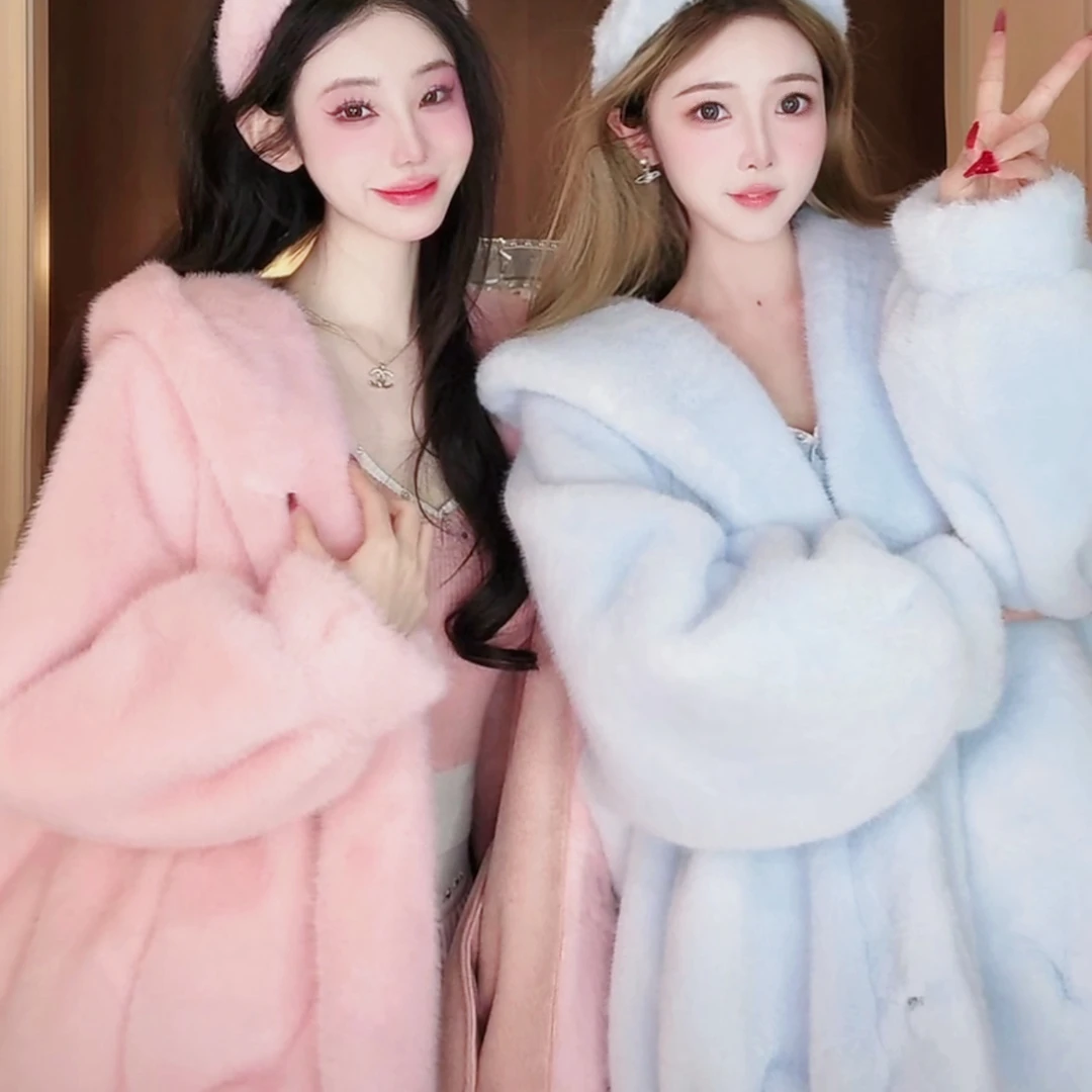 【宠粉专场】棉花糖冬季防风保暖环保毛连帽皮草外套DYXY-241121012