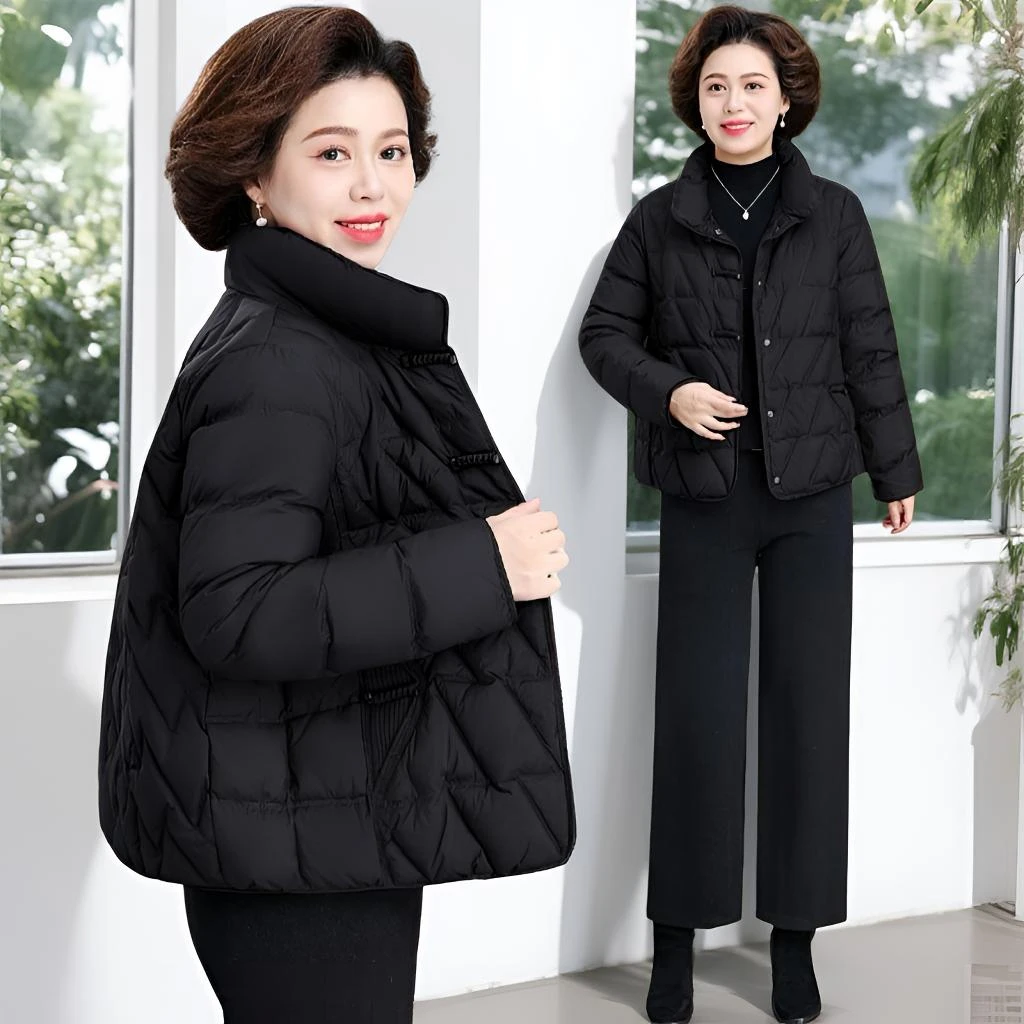 爆款黑色轻薄小棉袄中老年秋冬棉衣女羽绒棉服显瘦送人年货节袄子