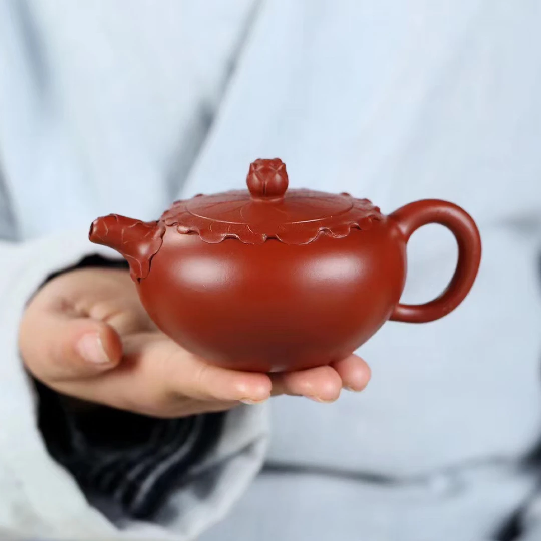 【荷叶莲花】原矿大红袍泥料容量180毫升茶具小容量红泥泥壶泡茶壶