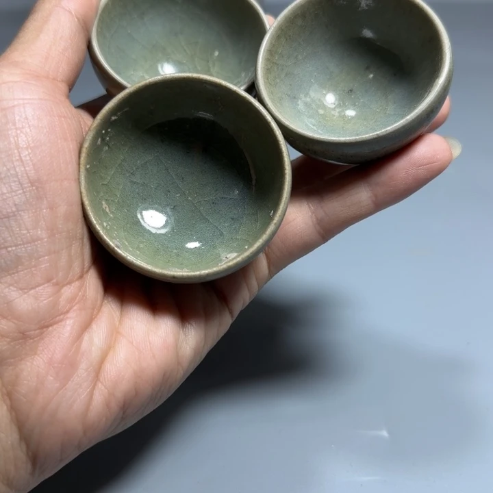 不***舫青瓷莲子杯子三个