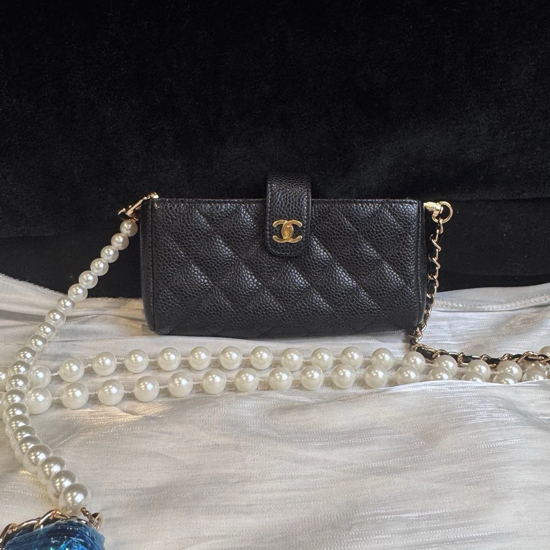 95新 Chanel/香奈儿 chanel黑金鱼子酱牛单肩斜挎包