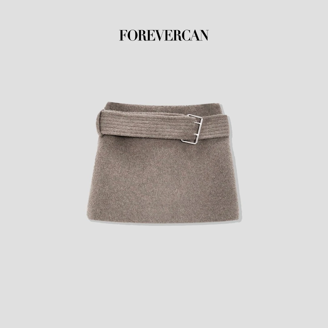 FOREVERCAN“伦敦街区”客订高比例羊毛呢不规则包臀半身裙 SD22460