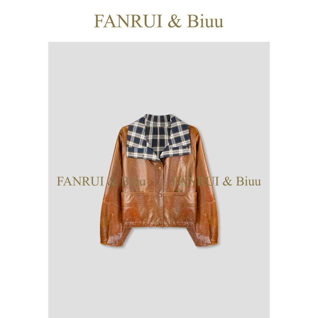 FANRUI/泛芮 「贝贝biuu」绵羊皮复古洋气短款高端皮衣外套女B17390