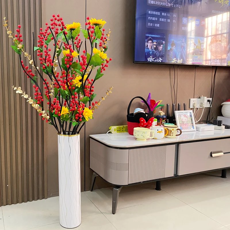发财果红果仿真花落地摆件客厅玄关装饰年宵喜庆花艺
