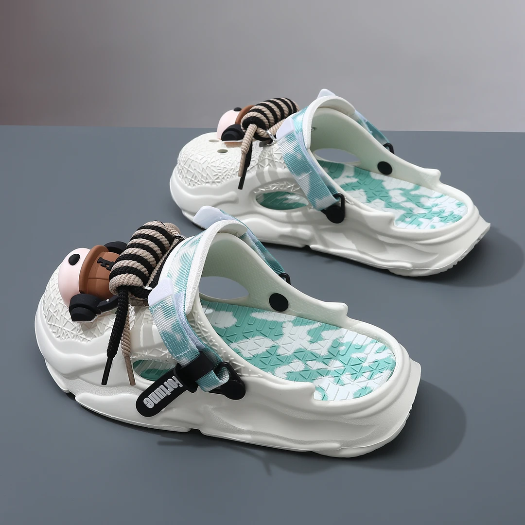 洞洞鞋男款夏季外穿情侣款耳机狗包头拖厚底增高凉鞋踩屎感沙滩鞋