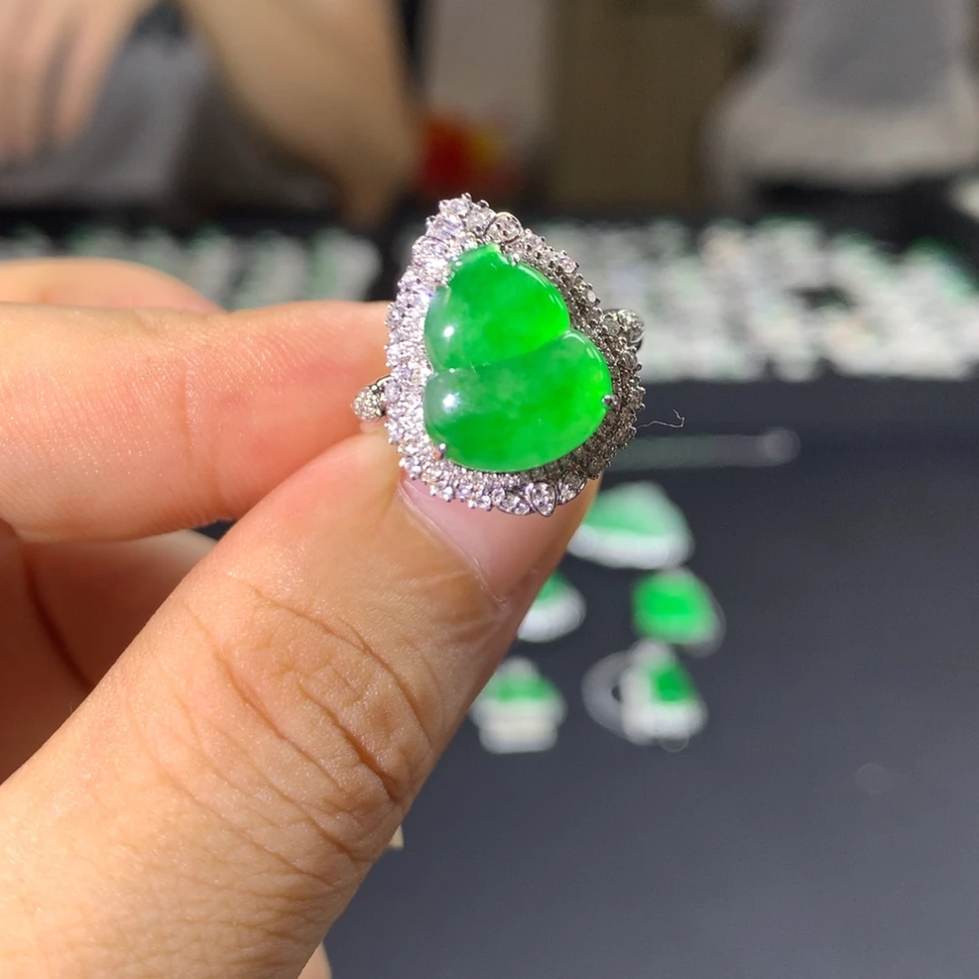翡翠戒指18K金镶嵌两用款