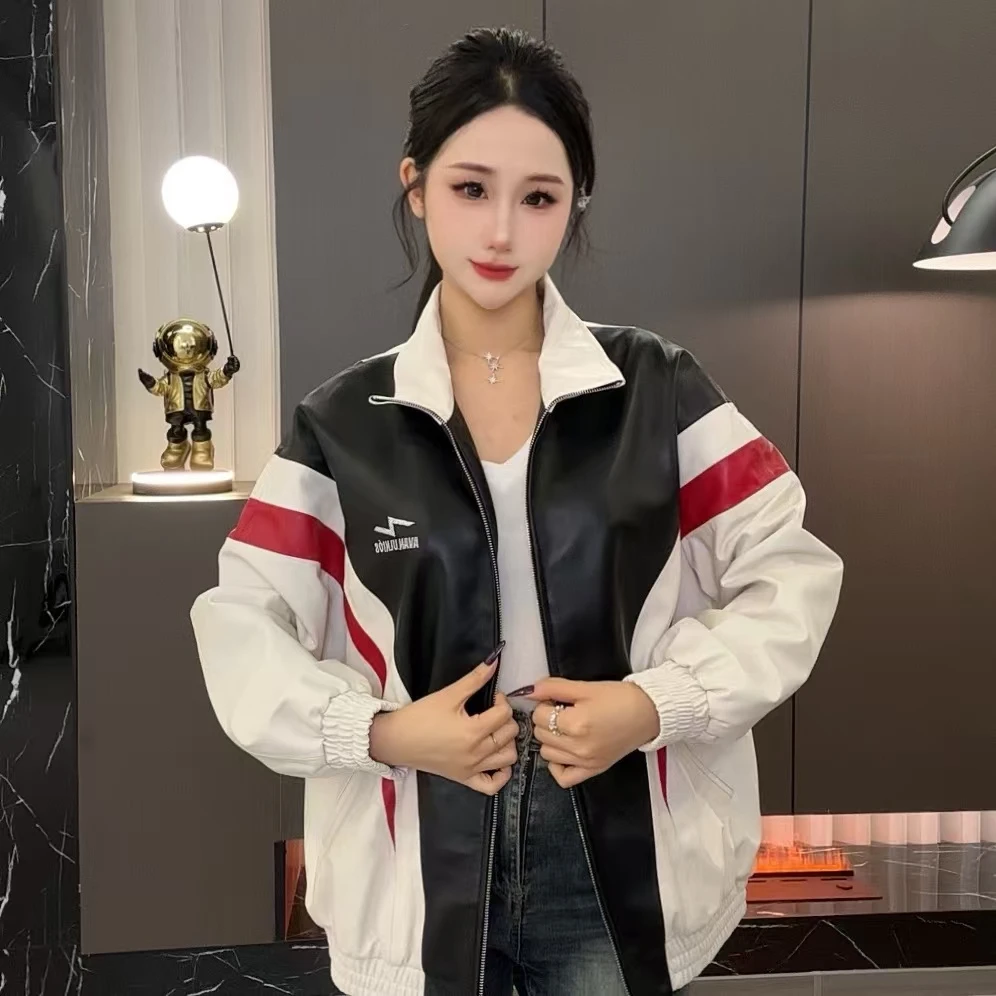 【七月推荐】 立领宽松机车服春款休闲百搭外套女-QIYUE-391