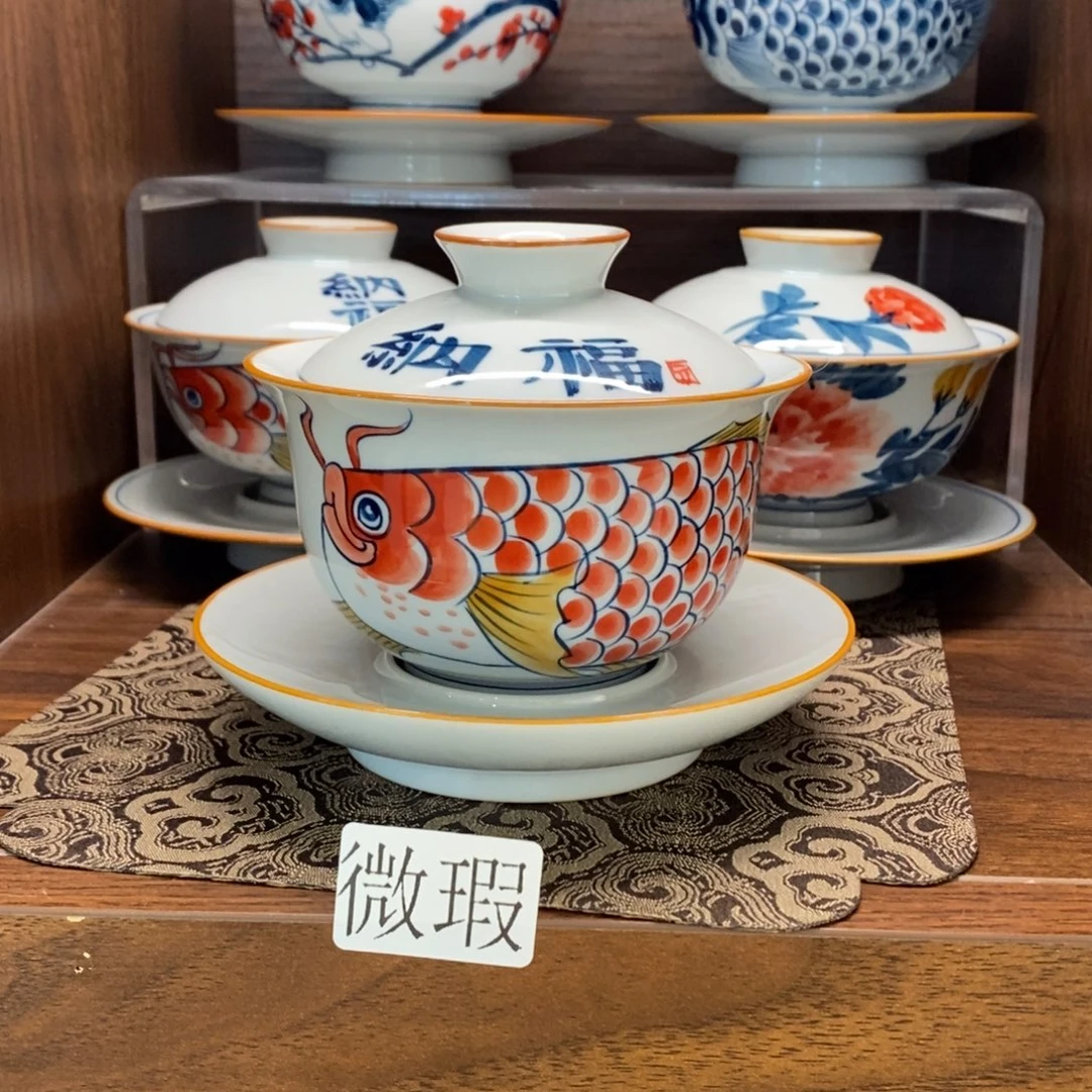 釉下彩老陶泥手工绘制