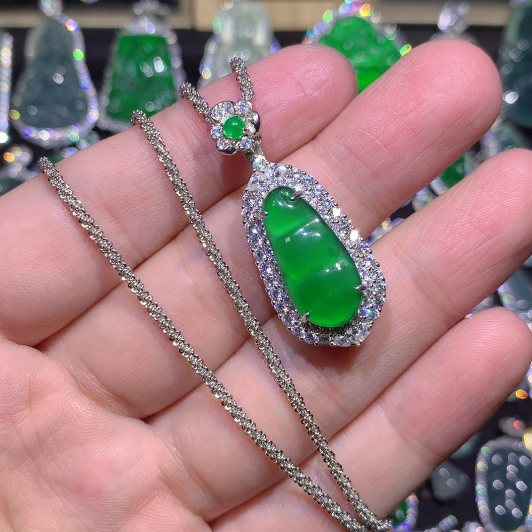 翡翠银S925镶嵌吊坠(赠链)