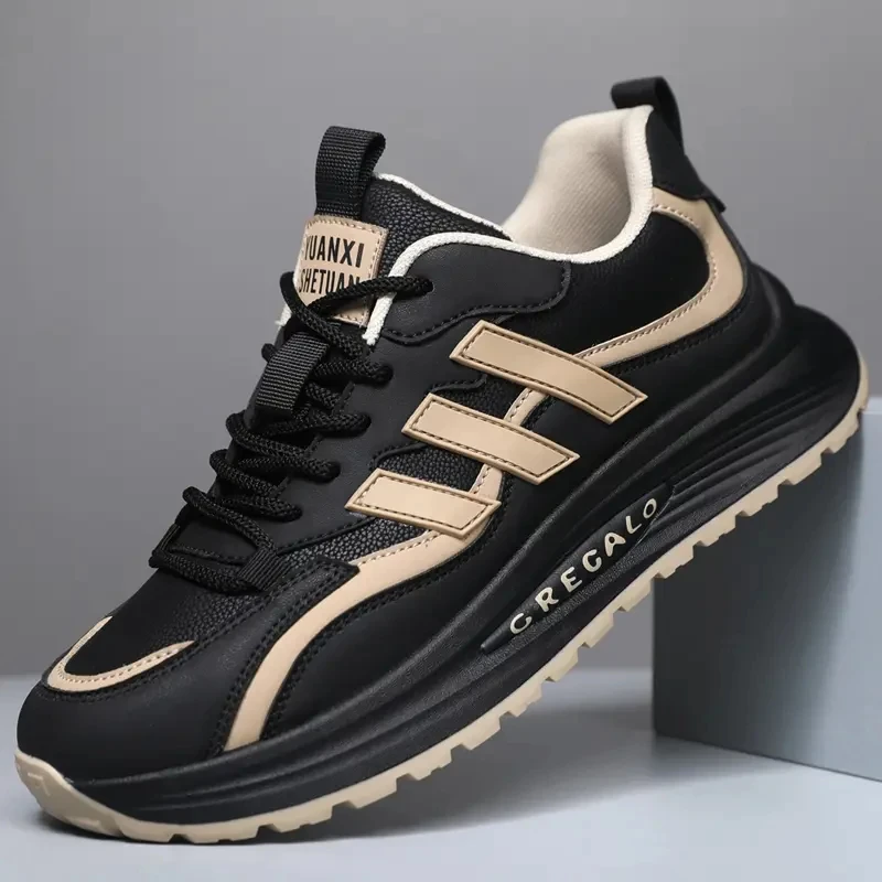 【专柜品质】男鞋春季爆款高档皮面运动鞋软底百搭跑步休闲鞋子男潮