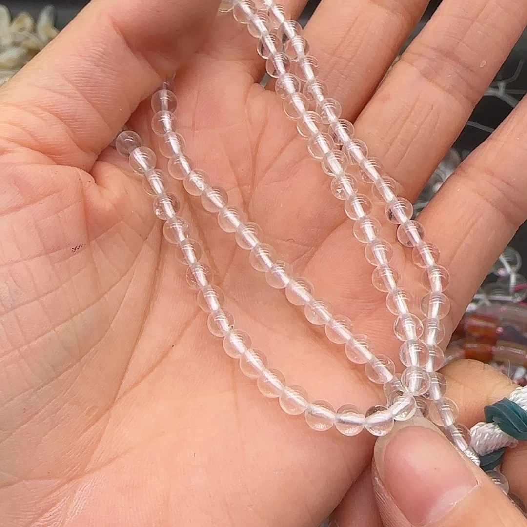 玛瑙/玉髓合金珠宝半成品白水晶4mm一条
