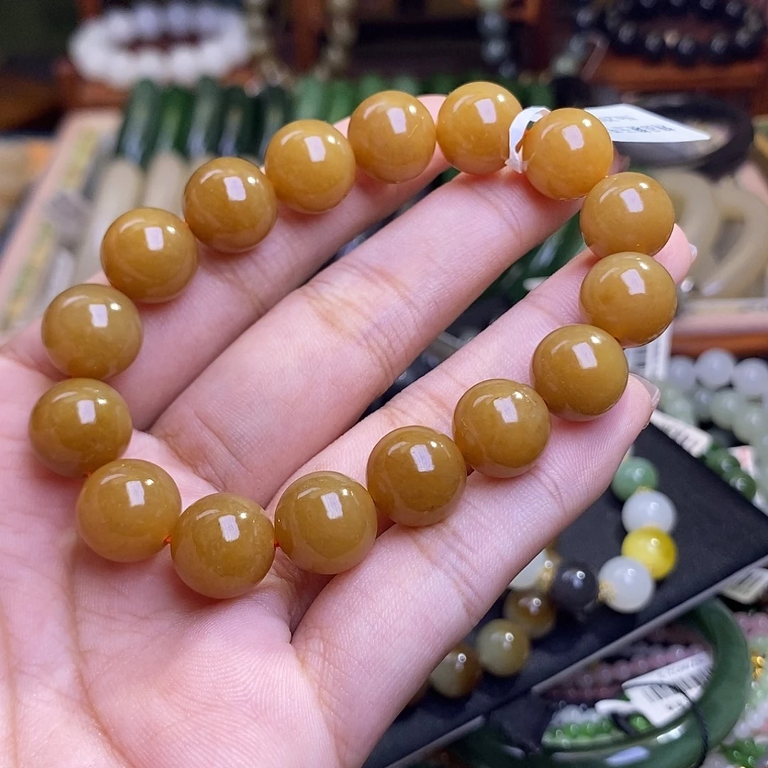 和田玉未镶嵌颈饰糖玉手串12mm