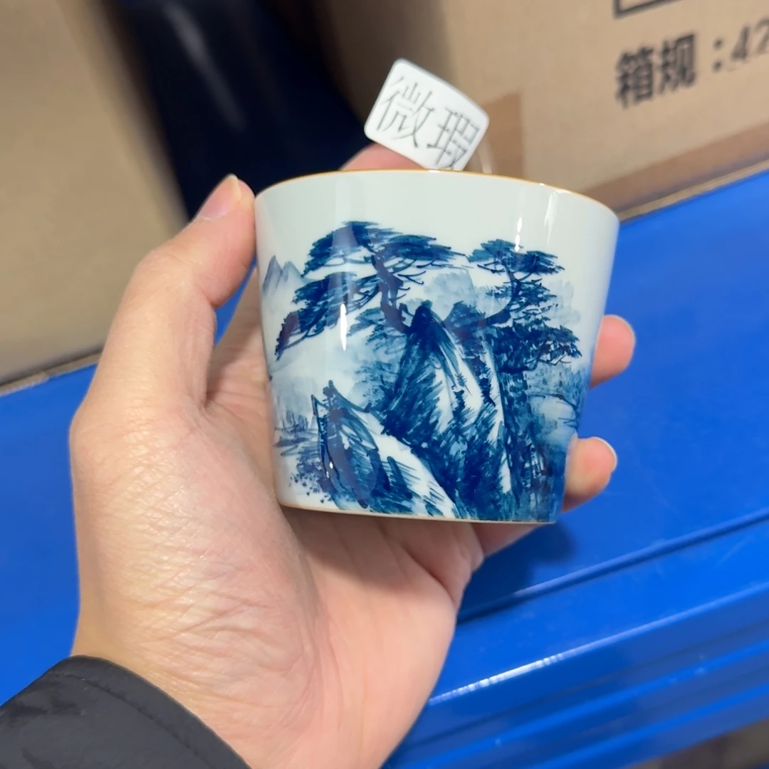 釉下手绘茶具微瑕