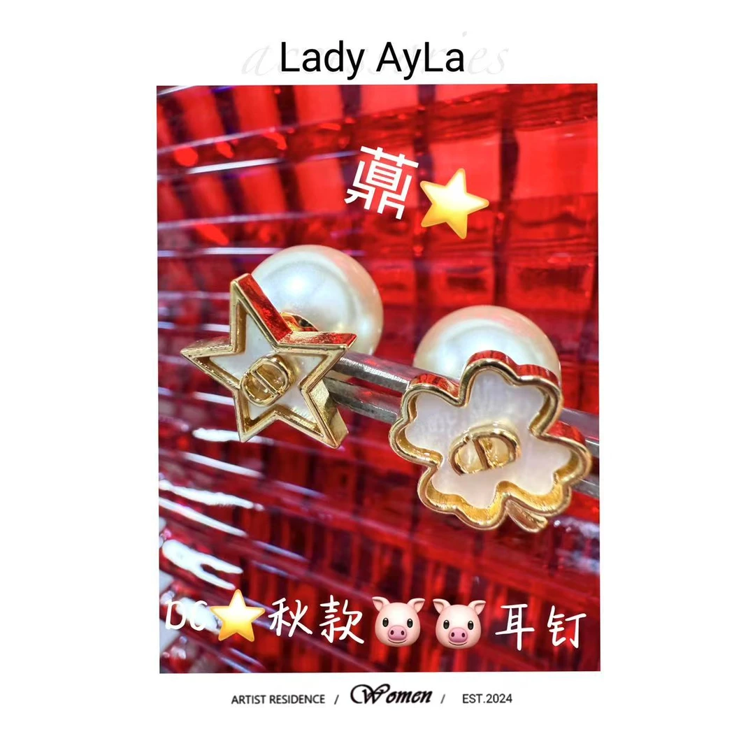 925银仿珍珠耳饰 25S CD花花 珠珠 耳钉AL9579