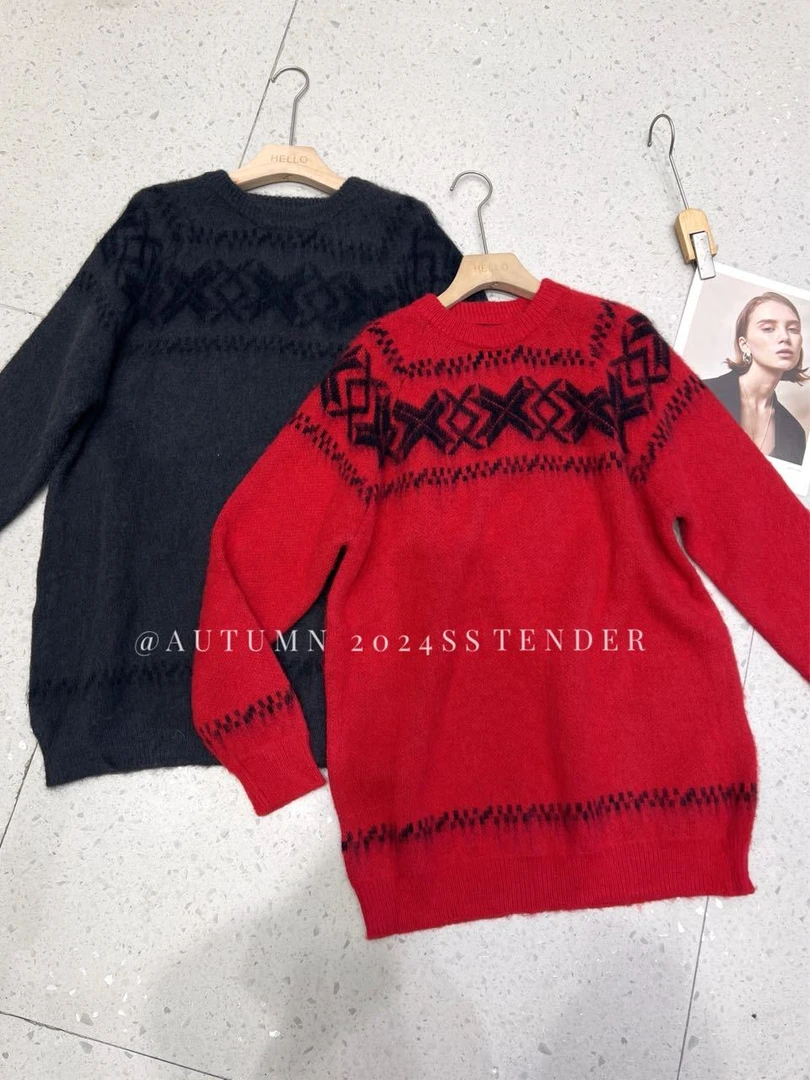 【ARONG阿荣家】毛衣22119-红色黑色-F